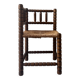 Corner straw chair "fireplace corner" in turned and beaded wood