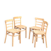 Set of 4 vintage bistro chairs in raw wood