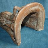 Terracotta console with caryatid mermaid decoration signed 1930 art deco