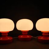 1970s Set of Three Stepan Tabery Opaline Glass Table Lamps, Czechoslovakia