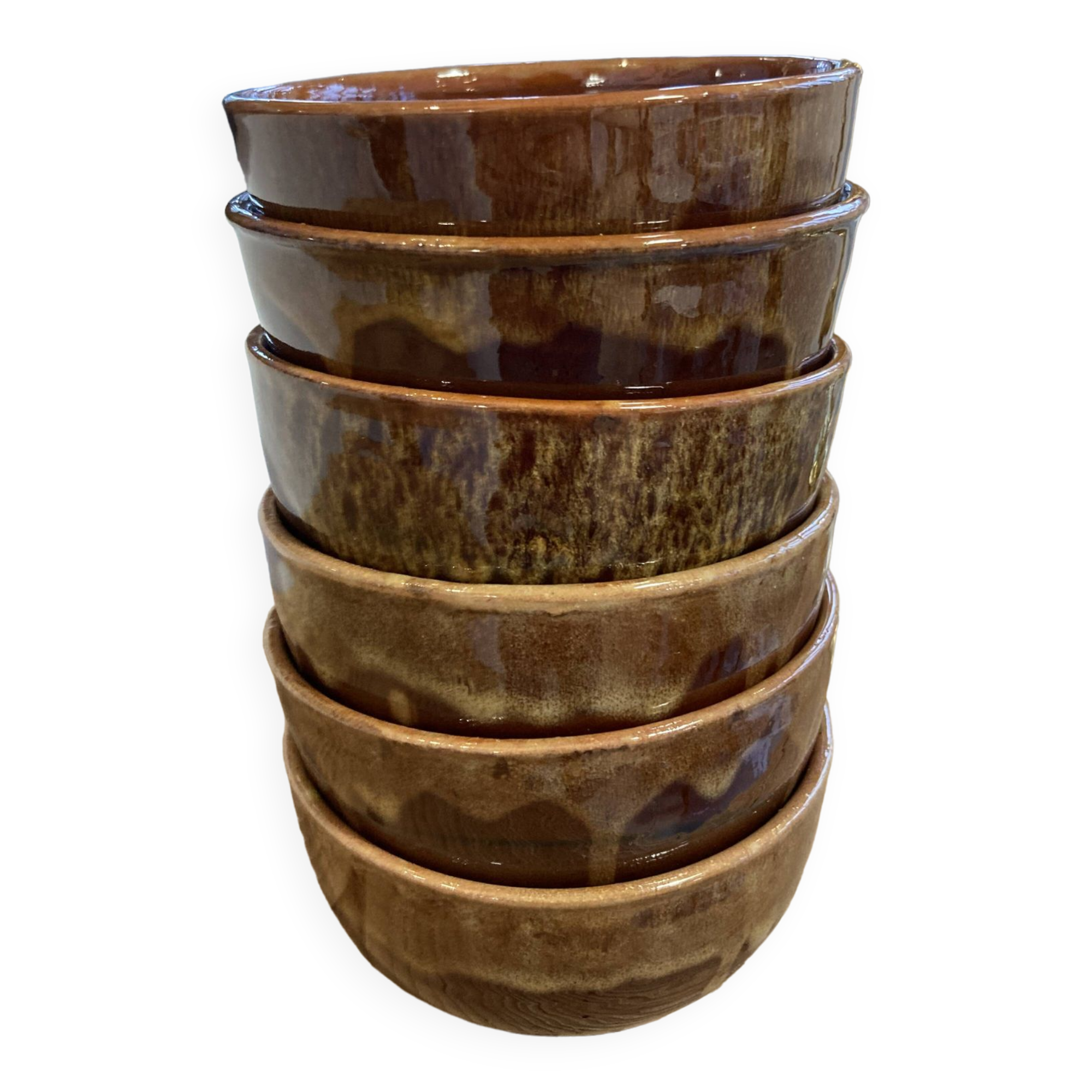 Set of 6 glazed earthenware bowls