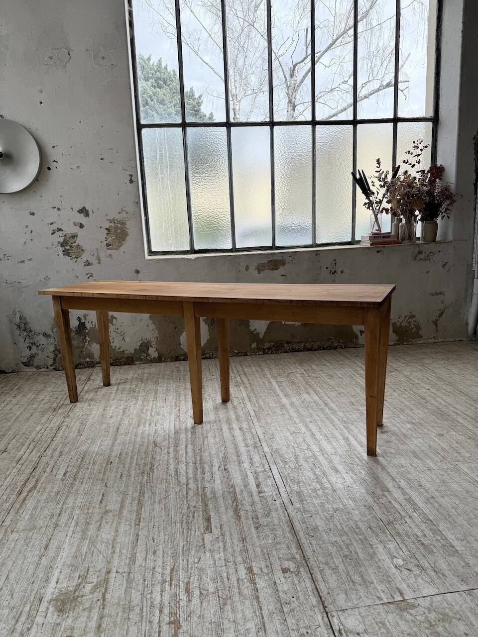 Oak and pine farmhouse console table