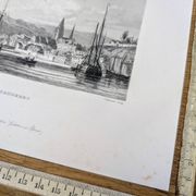 Vintage engraving of Caudebec, Normandy. Printed in 1844.