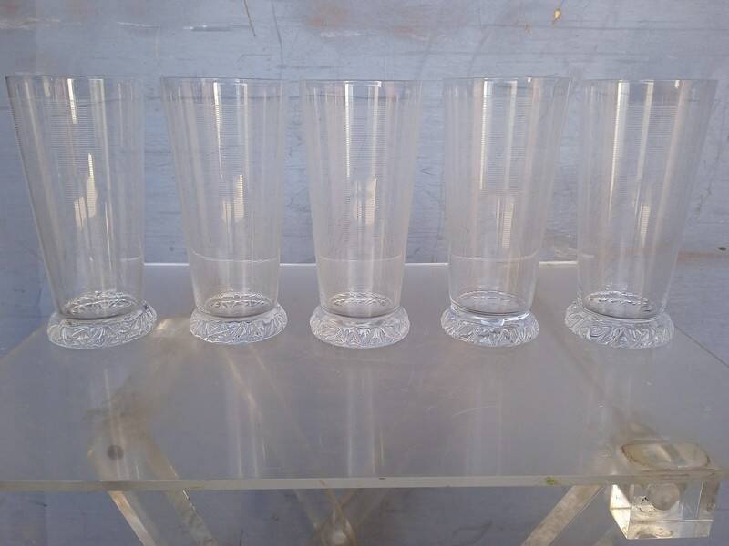 Serie 5 verres Daum cristal filigrané
