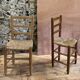 Pair of rustic-style vintage straw wood brutalist chairs