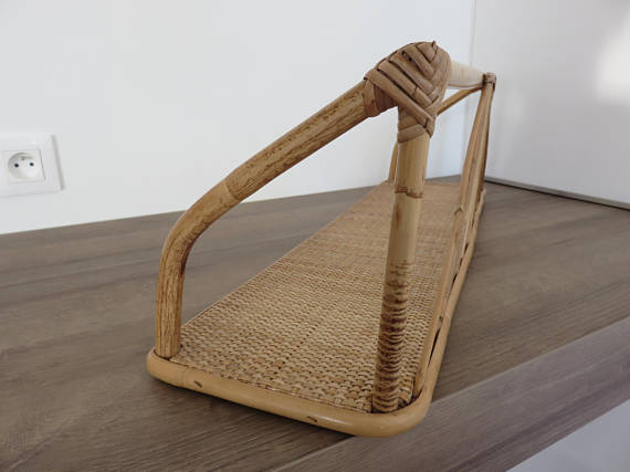 50 - 60's rattan wall shelf
