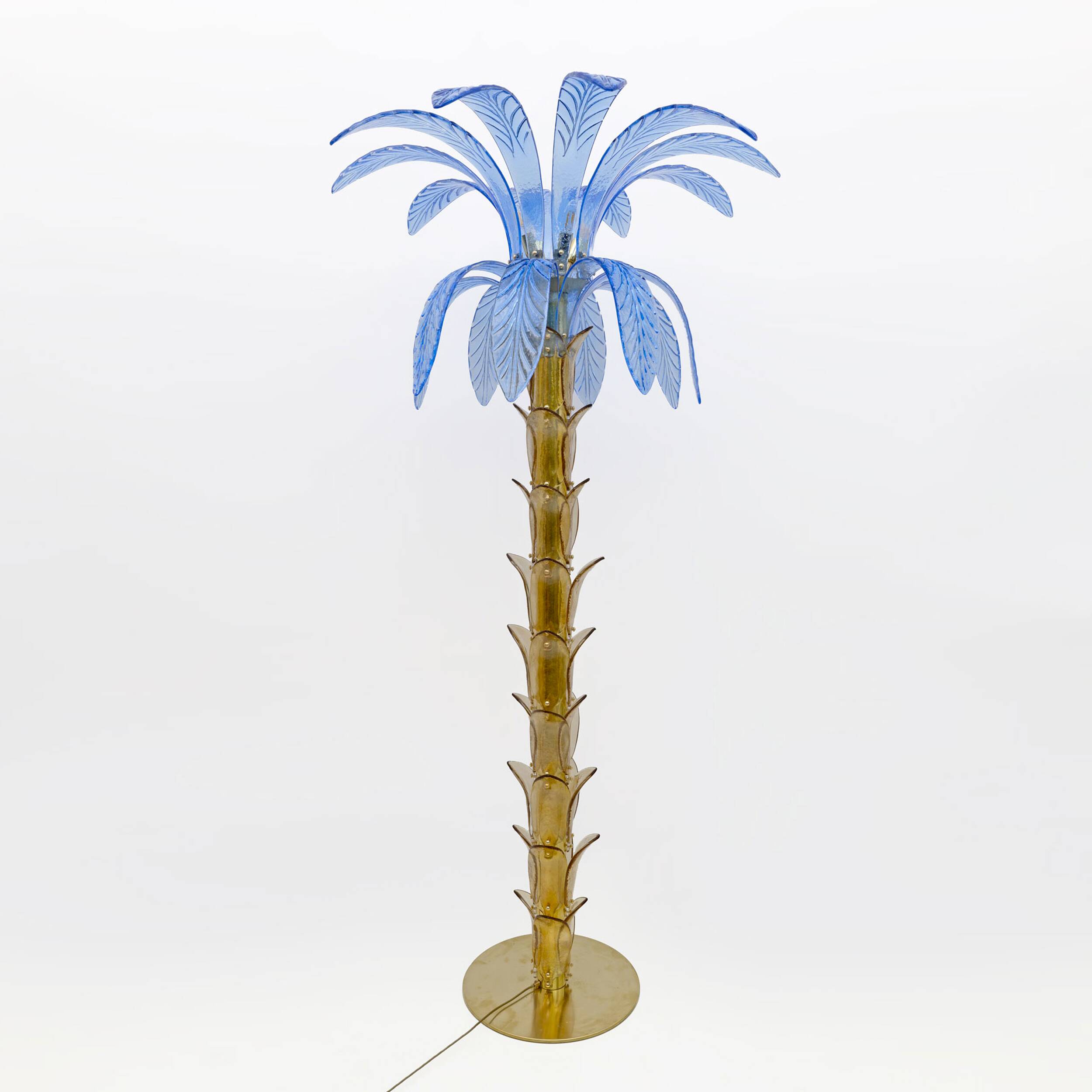 Mid-Century Modern Murano Glass and Brass Palm Tree Floor Lamp
