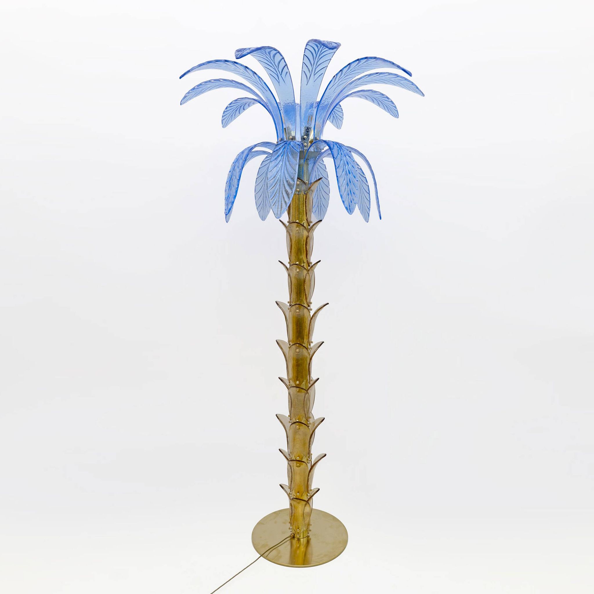 Lampadaire palmier en verre de Murano et laiton, style moderne du milieu du siècle