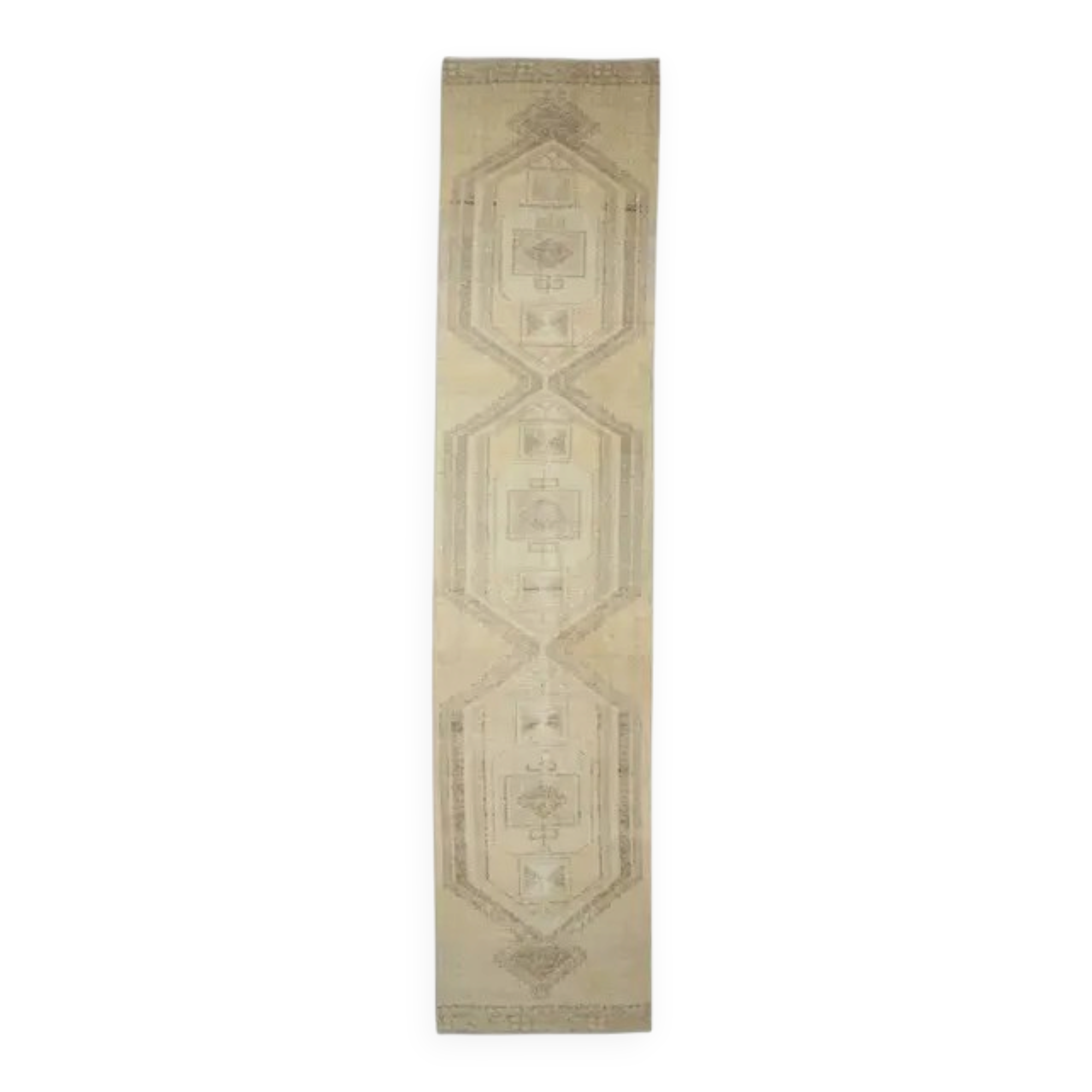 Vintage Turkish Oushak Handmade Runner 85x383