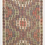 6x13 Rare Size Kilim Rug, Rugged Rug, 180x385Cm Antique Kilim Carpet