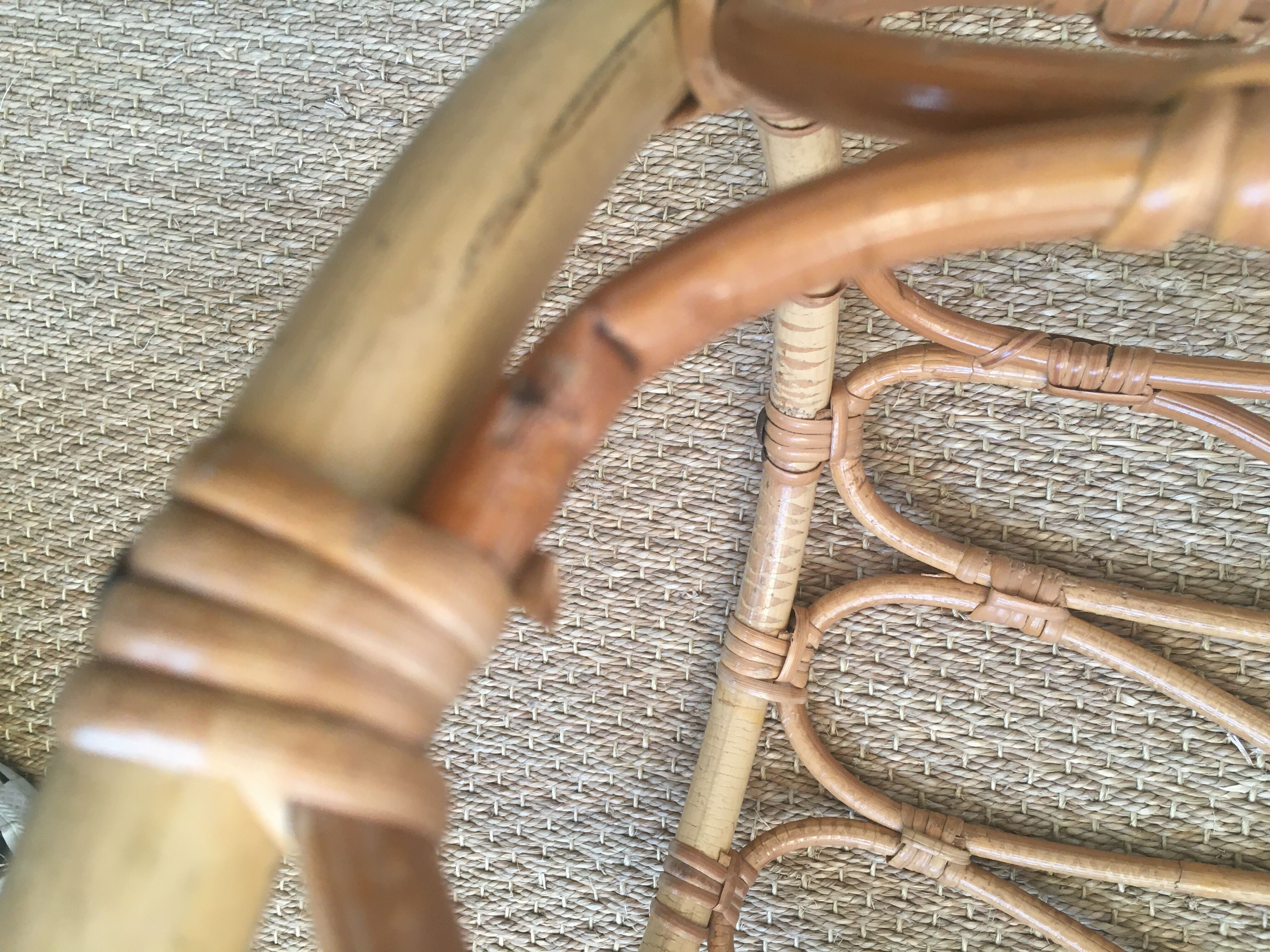 Vintage rattan pouf stool