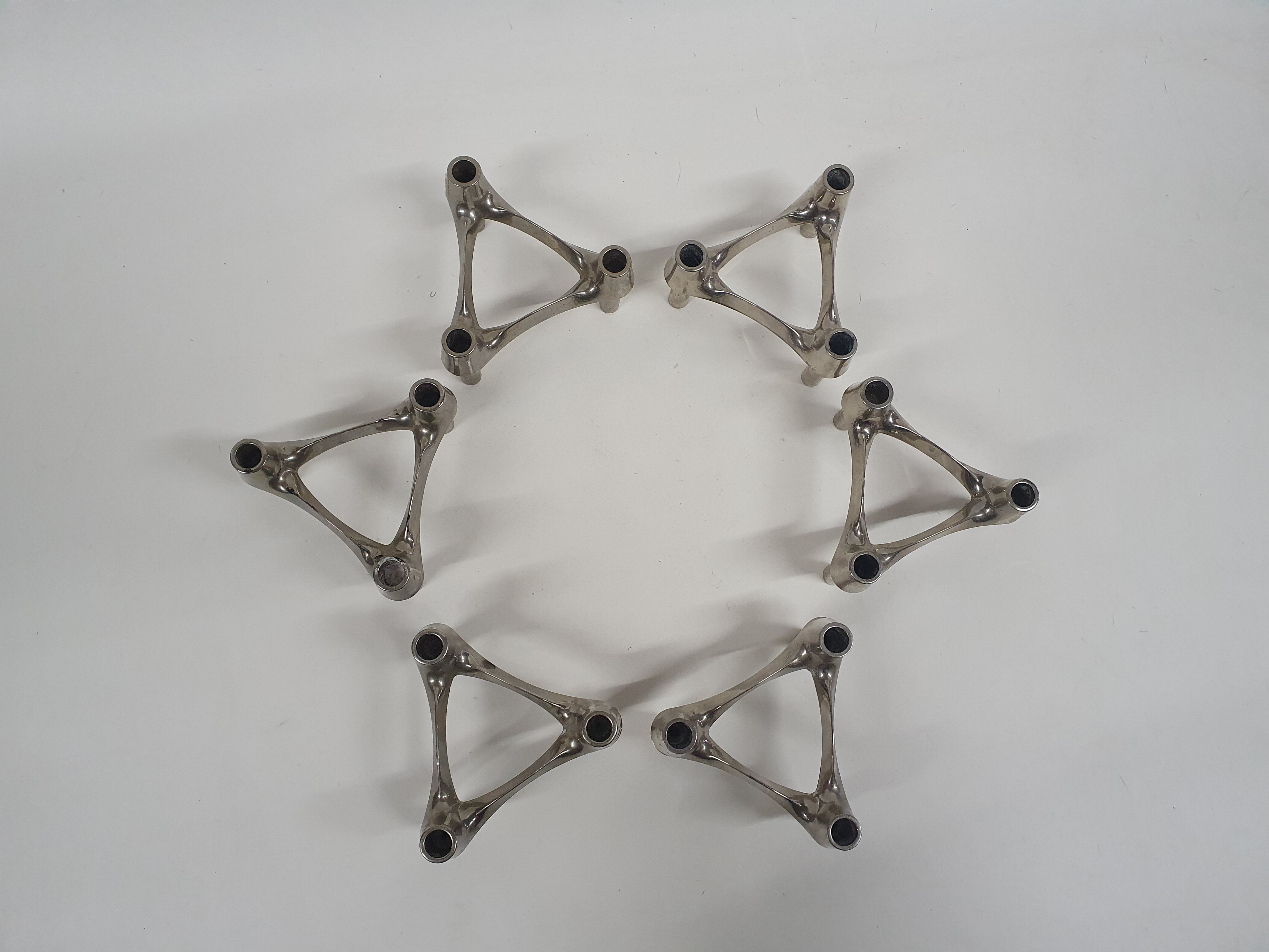 Set of six Ceasar Stoffi and Fritz Nagel for Quist candle holders, Germany 1950's