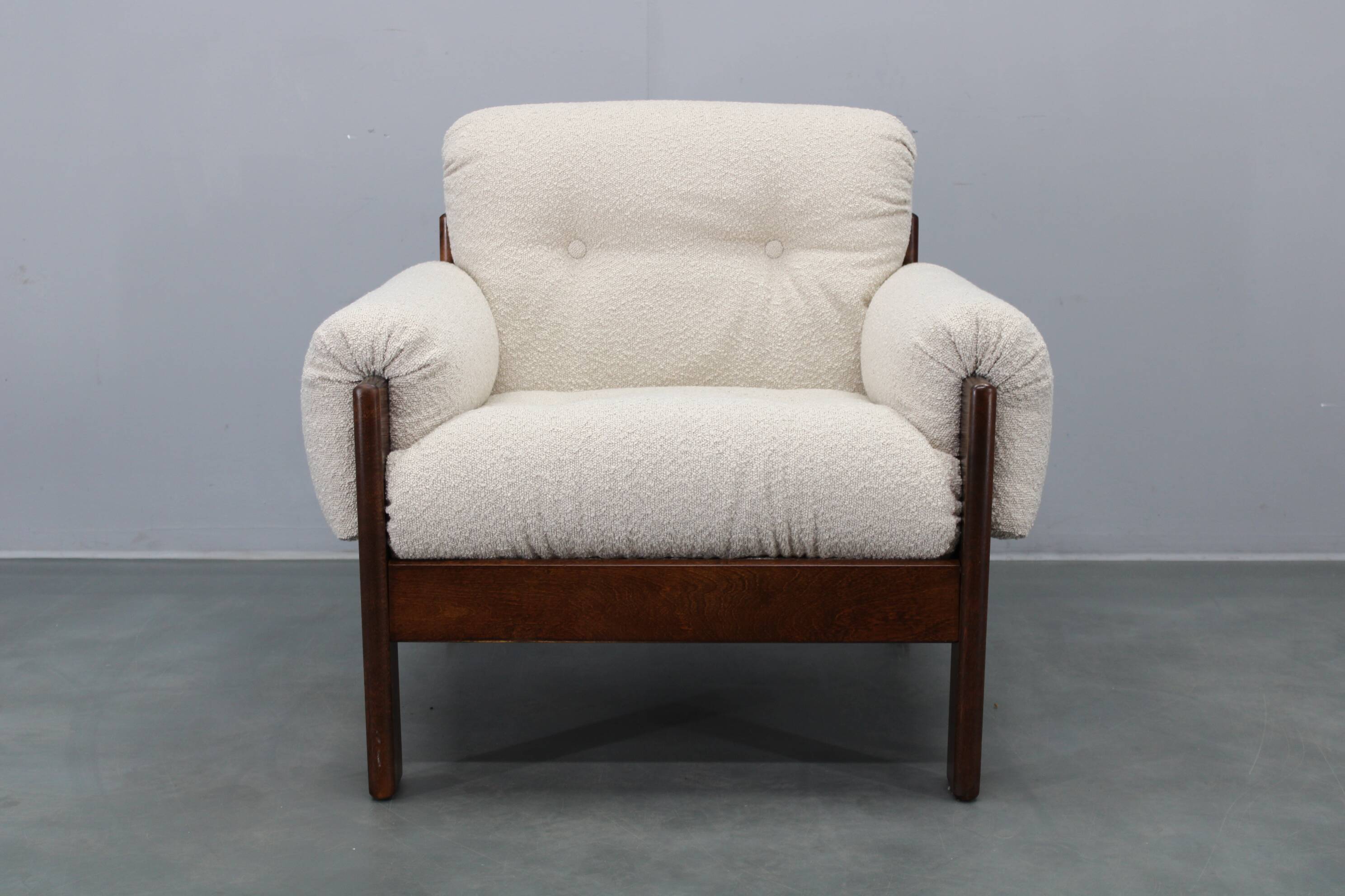 Mid-century restored bouclé armchair, Czechoslovakia 1970s