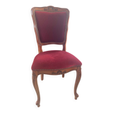 superb set of (8/10) Louis XV chairs in solid cherry with burgundy velvet
