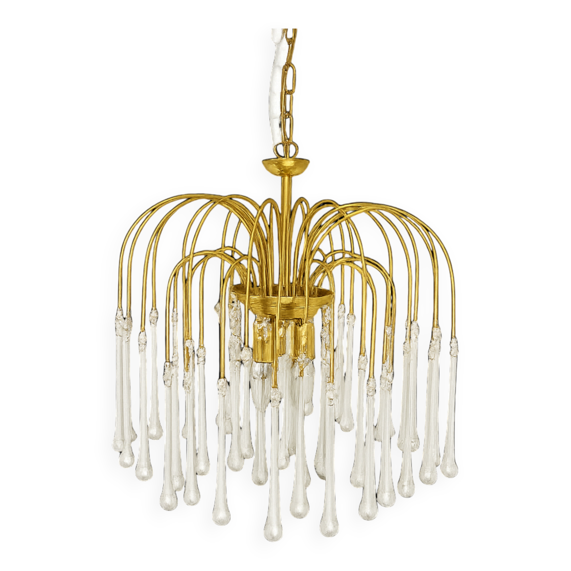 Paolo Venini-style pendant lamp – brass-plated,