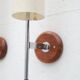 Pair of Gustaf wall lights in wood and metal, Sweden 1980