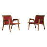 Paire de fauteuils rouge Jacques Hauville 1950