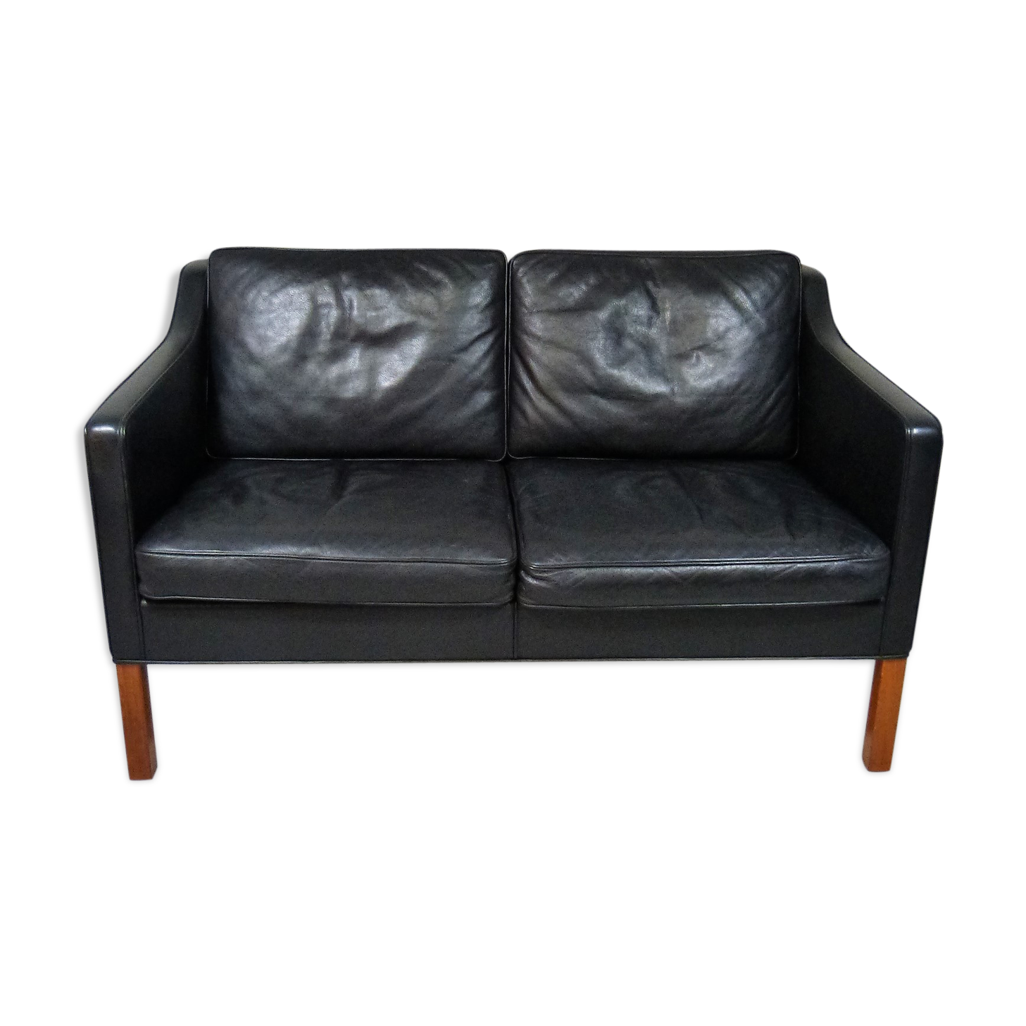 Black leather sofa by Børge Mogensen for Fredericia, Denmark