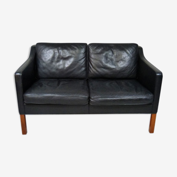 Black leather sofa by Børge Mogensen for Fredericia, Denmark