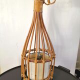 Rattan pendant lamp design 60s - 70s