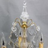 Pair of Girandoles / Chandeliers Bbronze & Crystal Louis XV Style 4 Lights