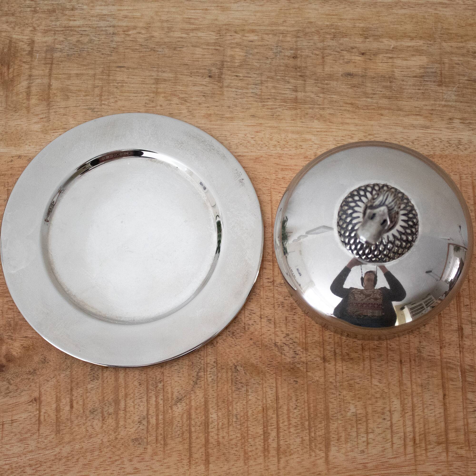 Vintage Silver Plated Butter Dish with Duck Head: Old Swedish Butter Mold