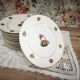 Set of 12 flat plates Limoges hydrangea basket design