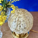 Beautiful table lamp, vintage Art Deco glass globe from Clichy in pink. Diameter