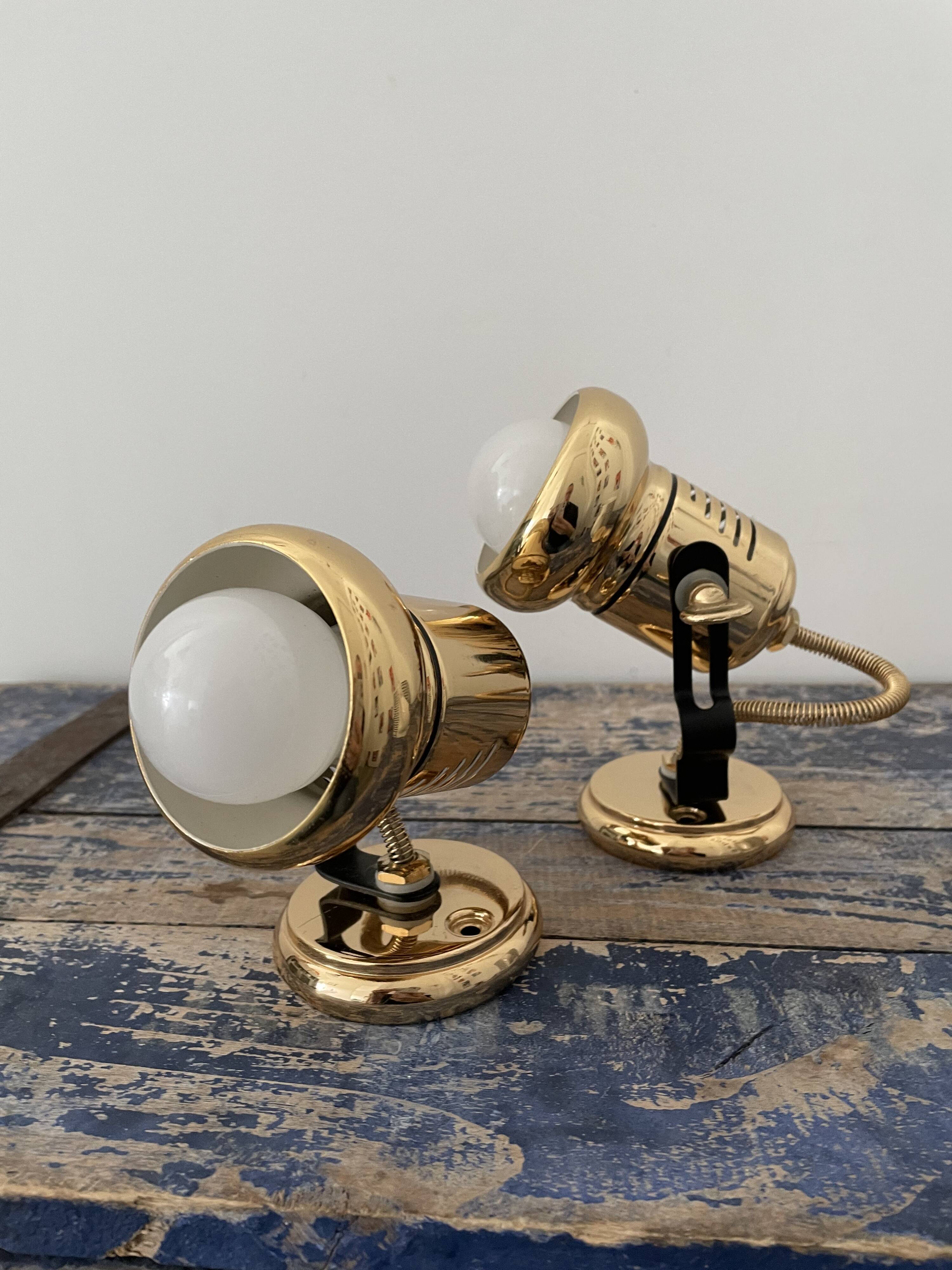 Lot de deux spots appliques vintage dorés