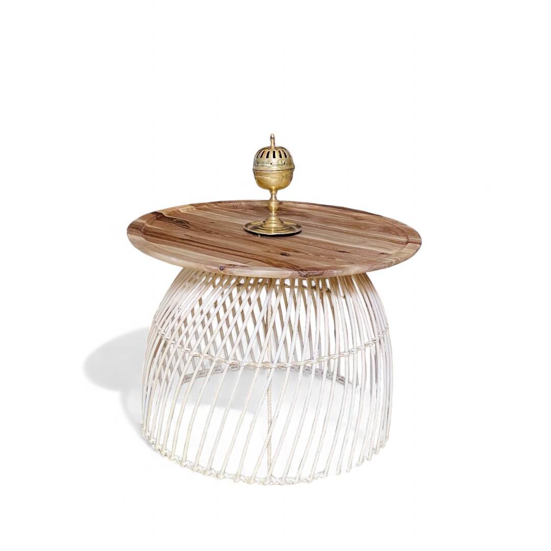 Solid walnut and rattan coffee table