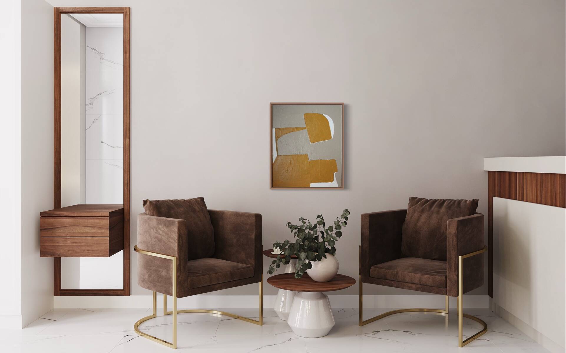 Ocher-taupe relief acrylic paint