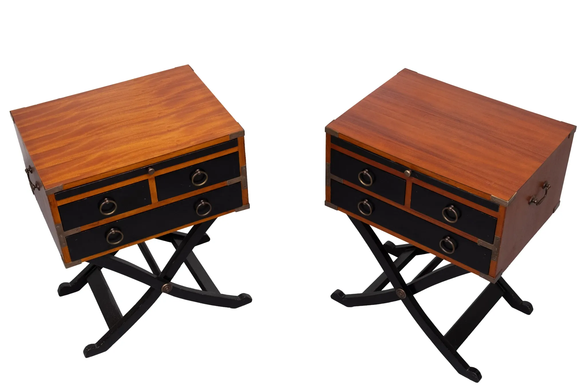 Authentic Models Bombay Campaign style side tables or Night stands 1970s En