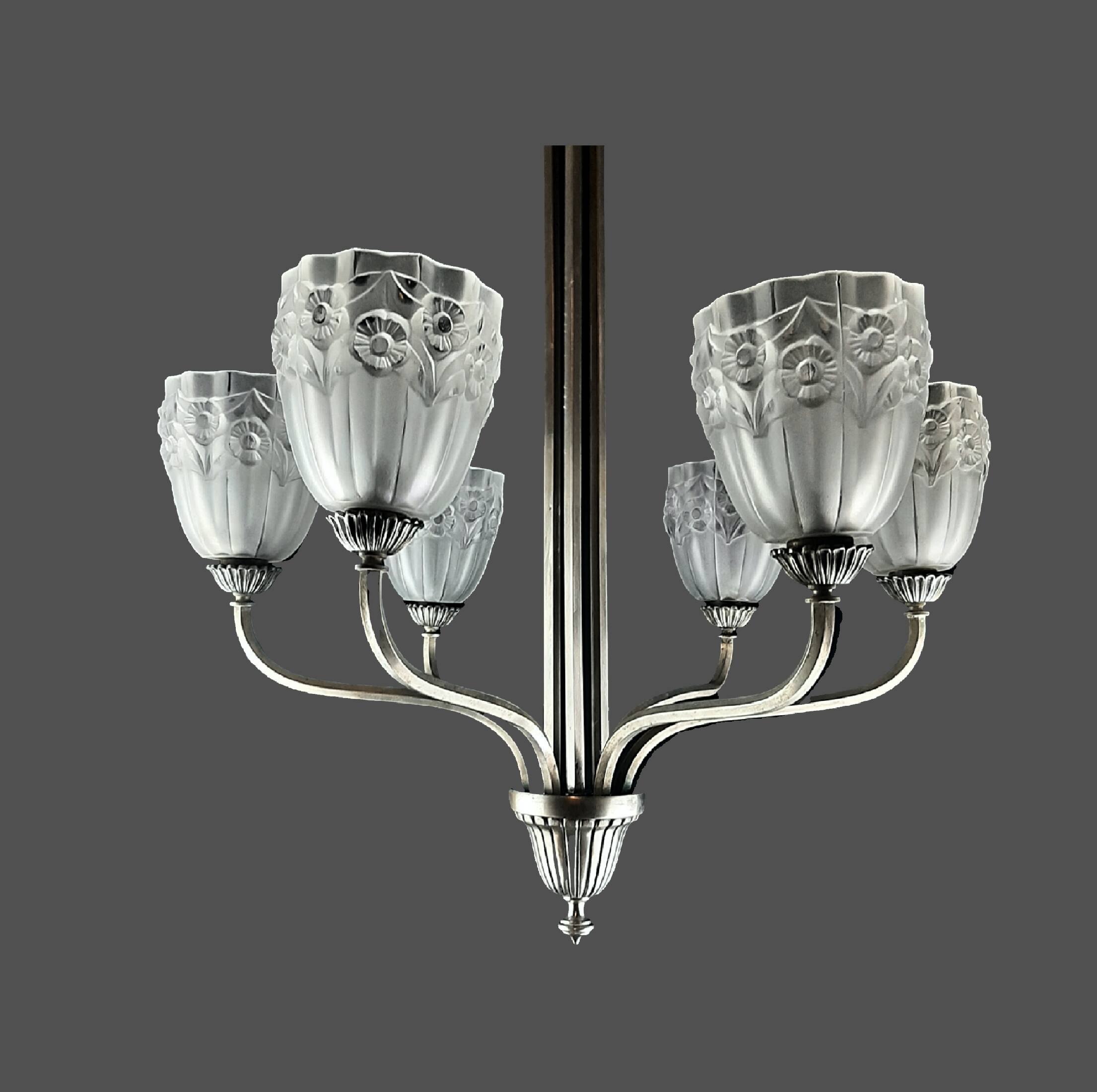 Art deco tulip chandelier by degue