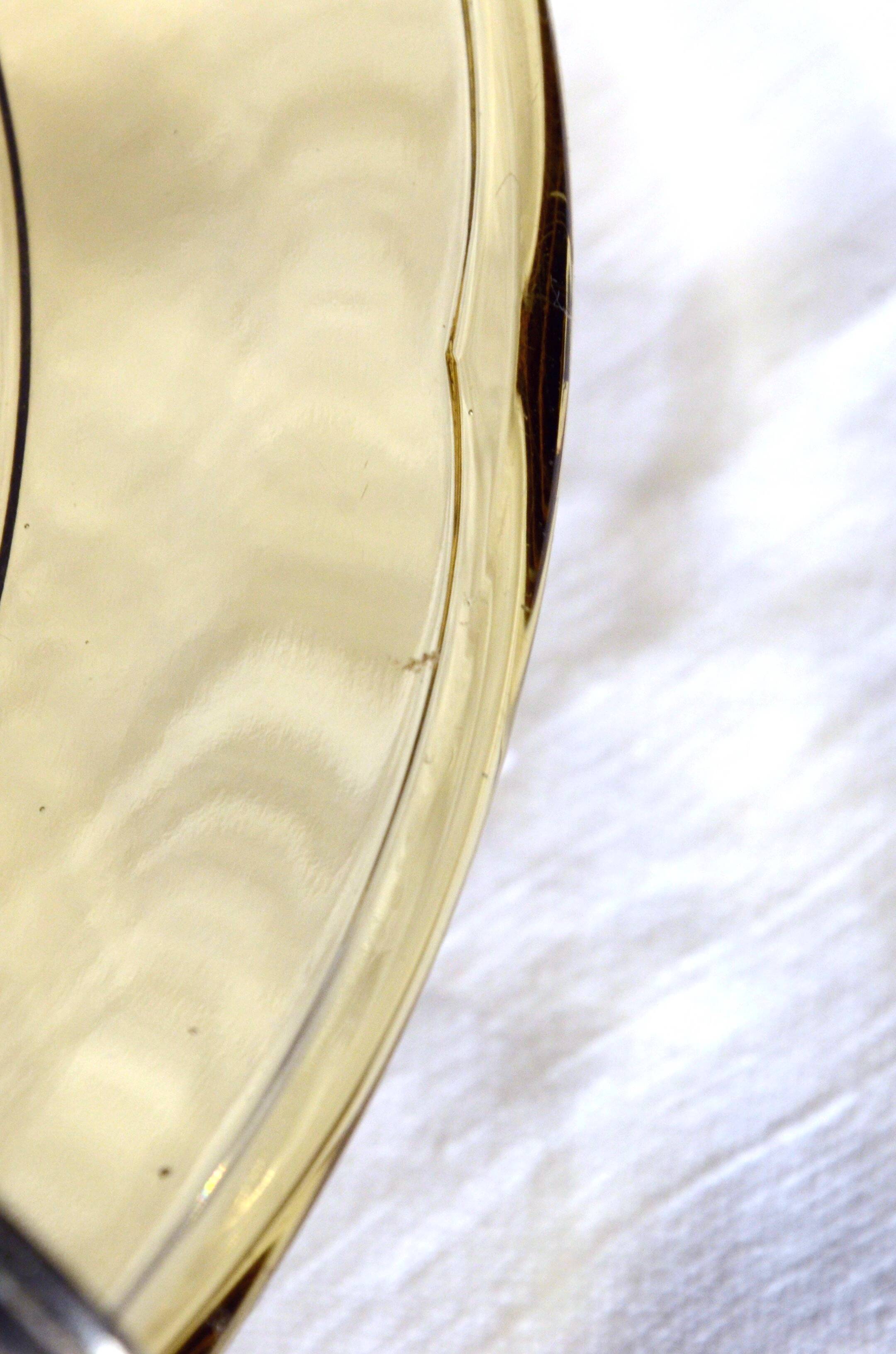 Art Deco bowl in smoked pressed glass and silver-plated metal, 30x8cm
