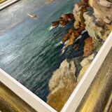 HST Mediterranean Marine Marseille painting? circa 1950 + frame
