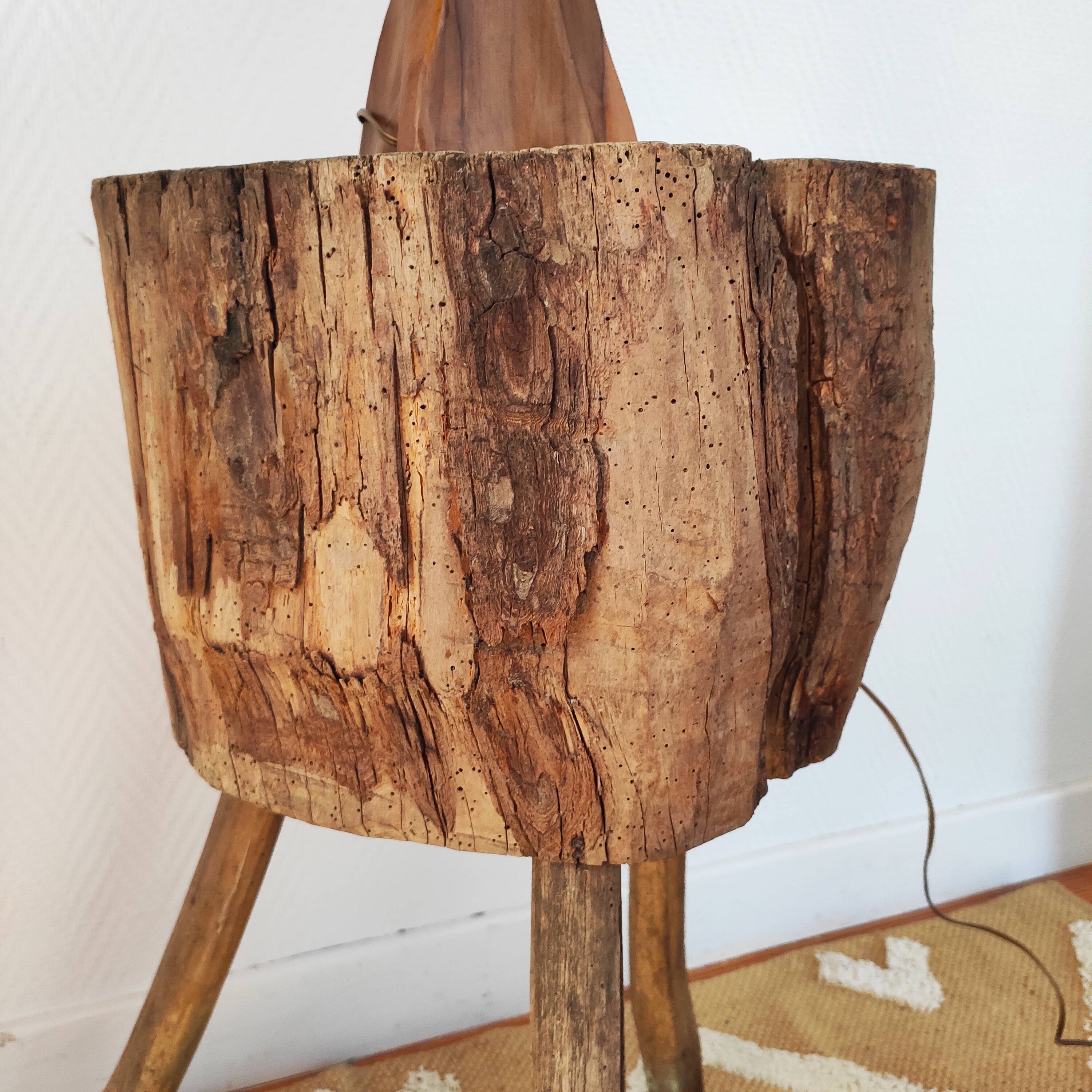 Brutalist side table - Former solid wood farm block