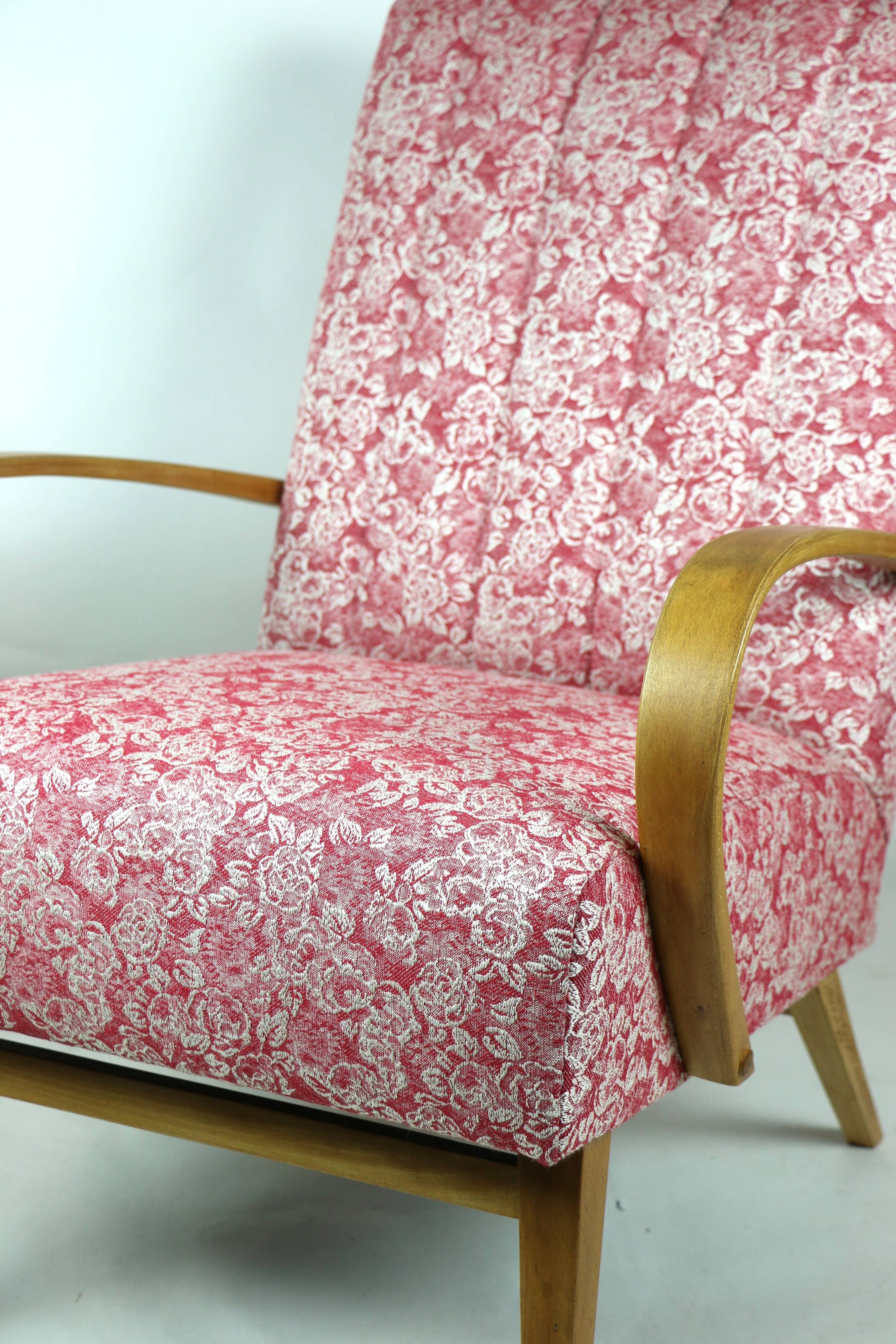 Art deco style rose velvet armchair, 1970s