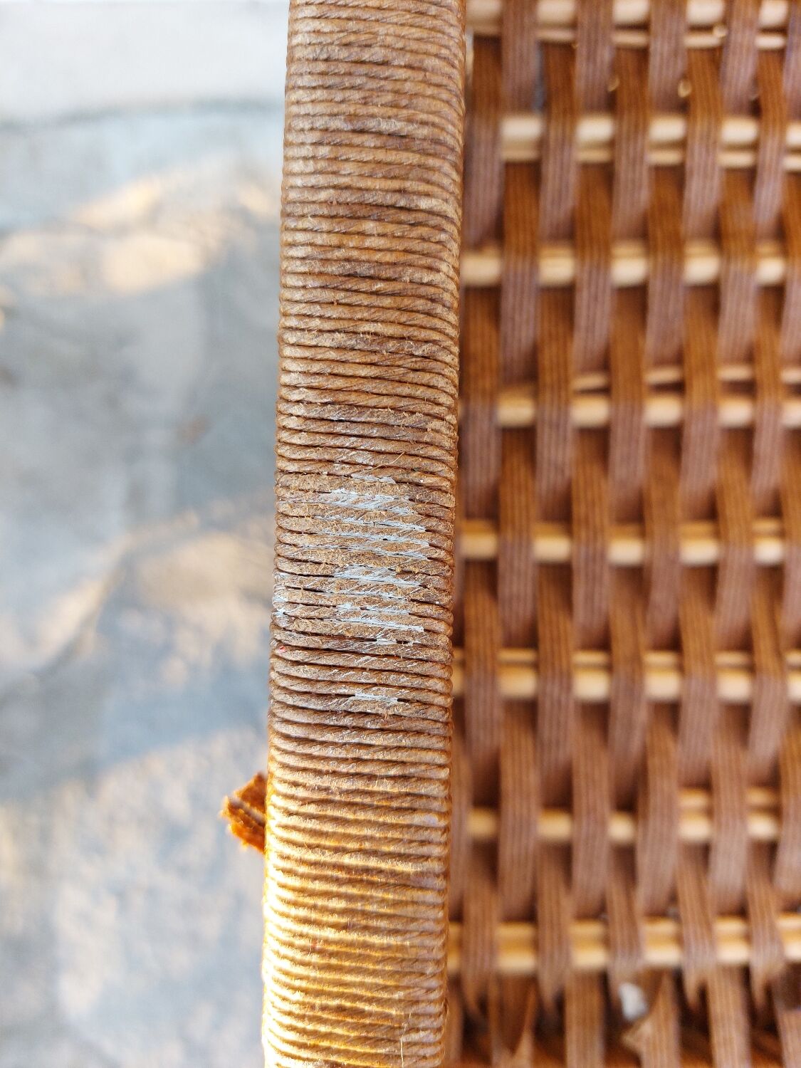 Wicker chest of drawers and rope