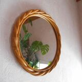 Mirror round rattan vintage 45cm diameter