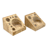 Enzo Mari, Set of 2 travertine desk organizers, Danese Italy 1970s