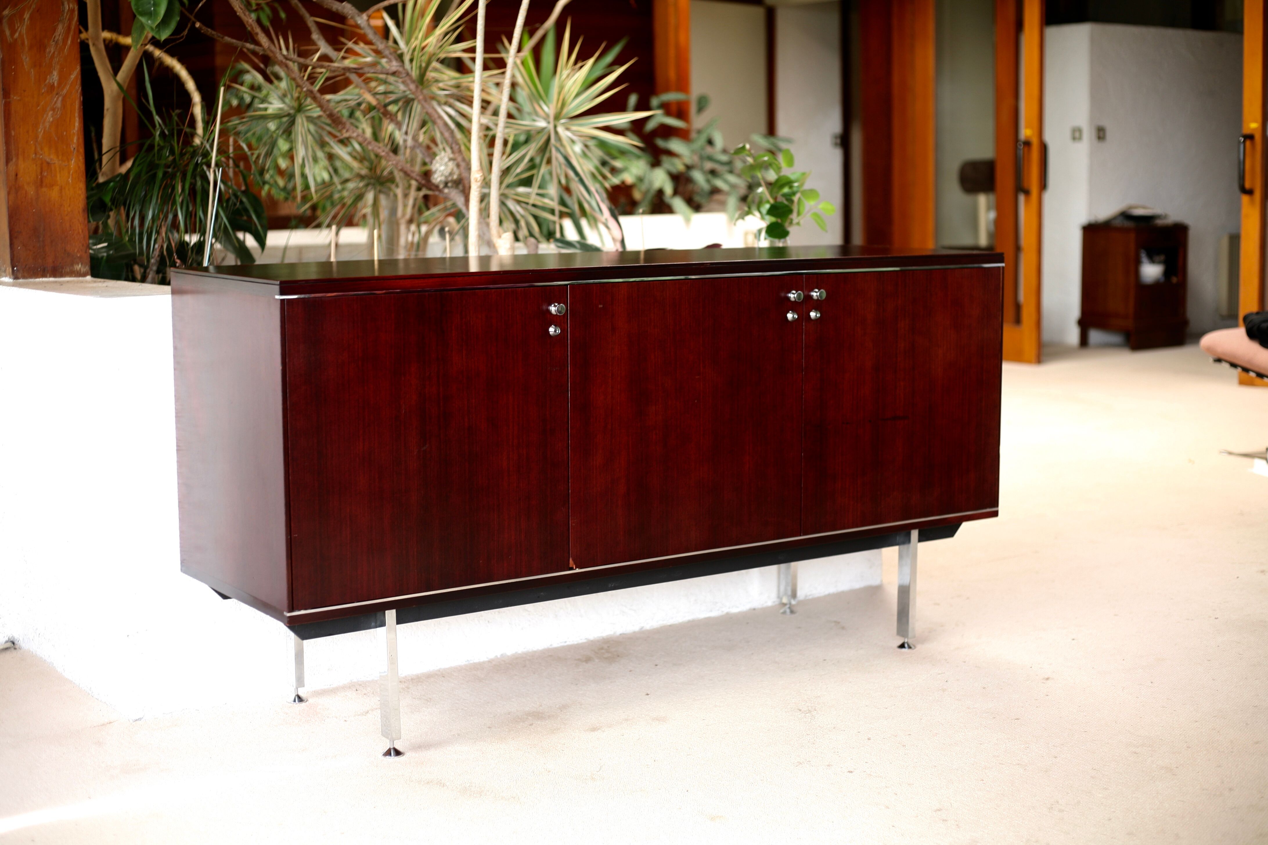 Sideboard solid wood and steel, France, cira 1970, Negroni edition