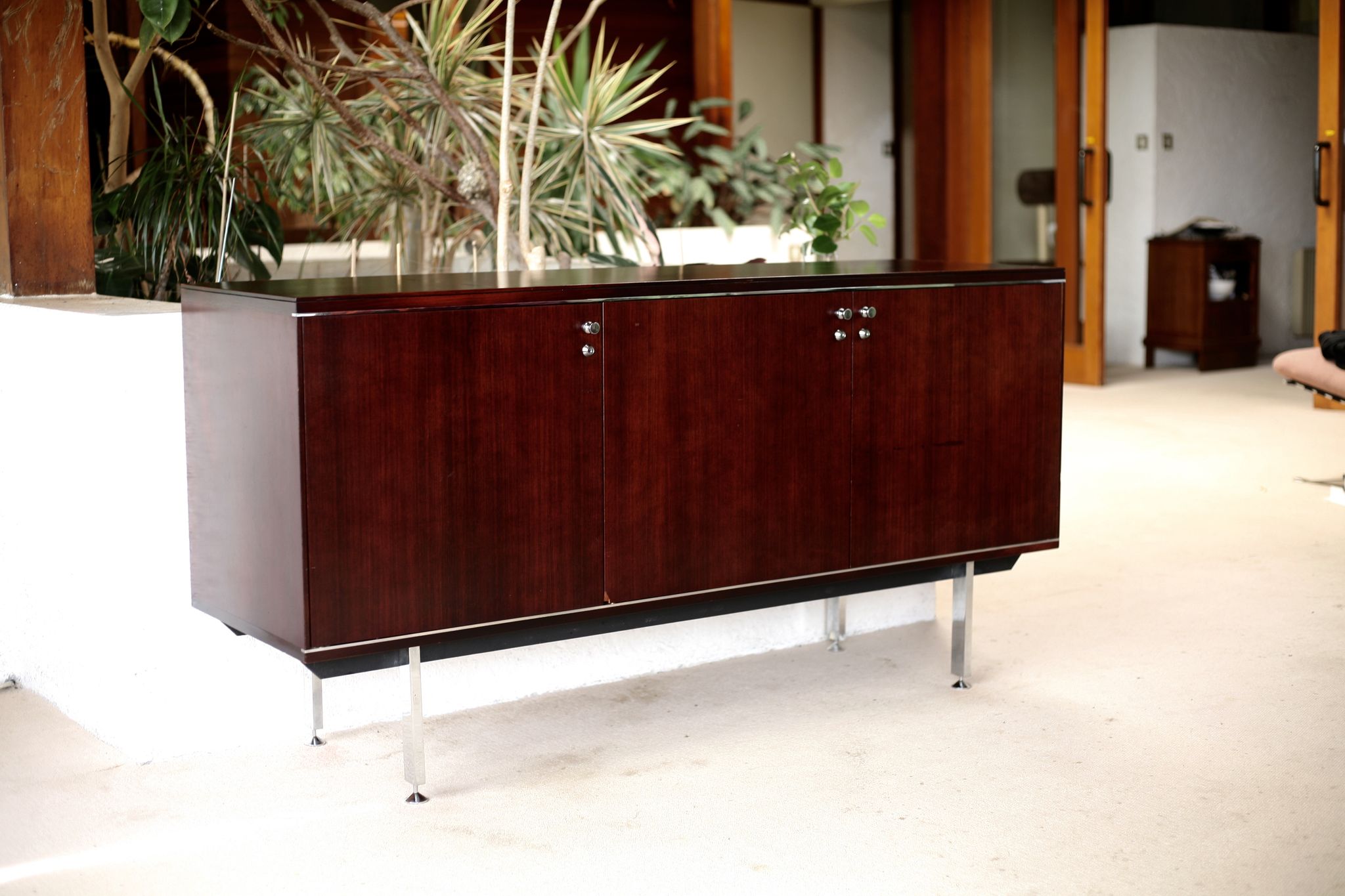Sideboard solid wood and steel, France, cira 1970, Negroni edition