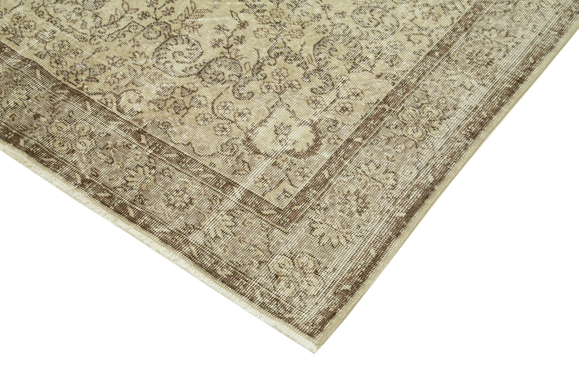 Handmade unique oriental beige rug 202 cm x 313 cm