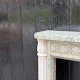 Louis XVI style fireplace in green Estours marble and white Carrara, circa 1880.