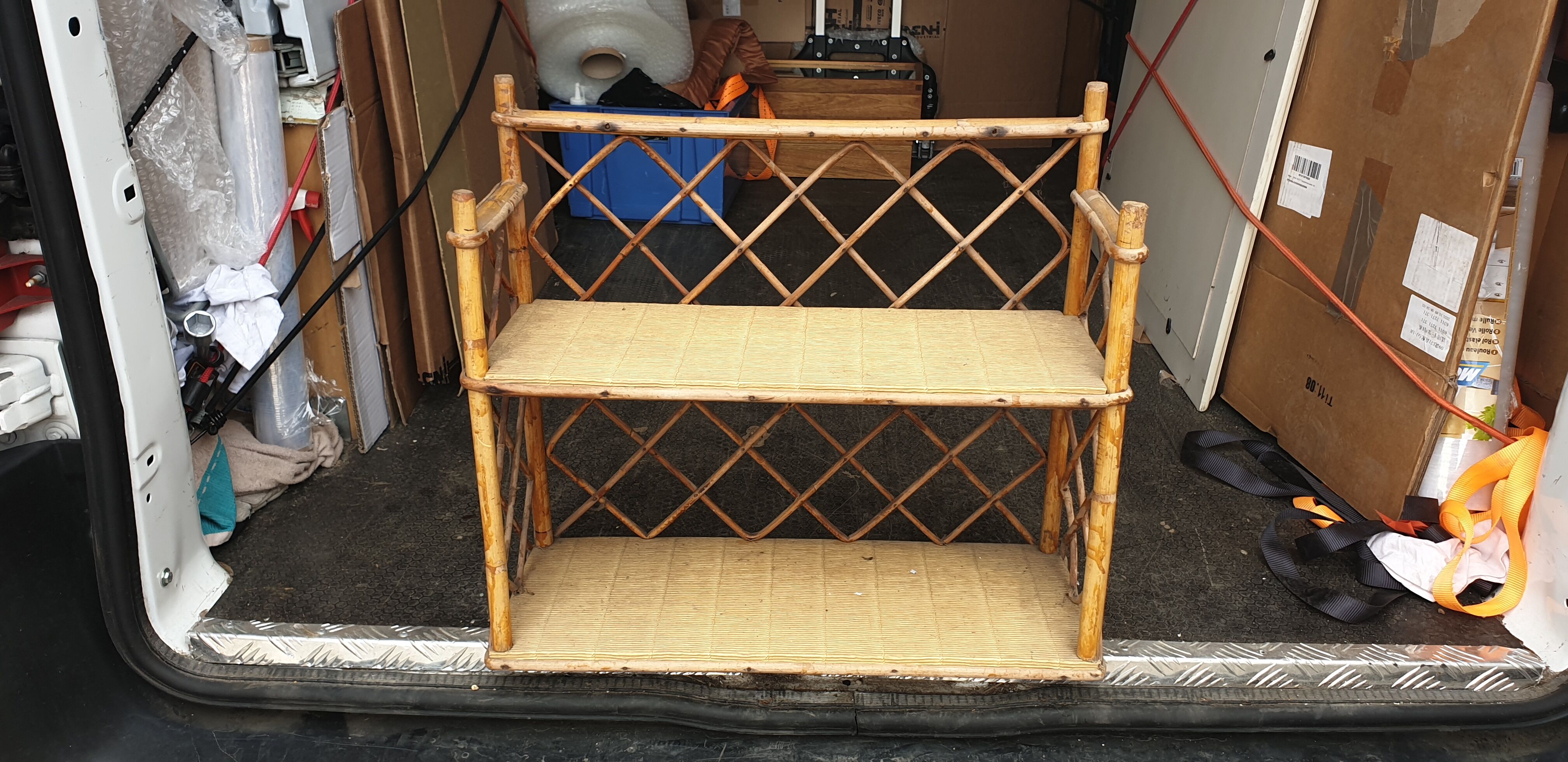 Colonial style rattan wall shelf