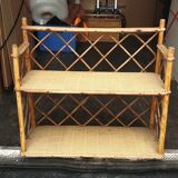 Colonial style rattan wall shelf