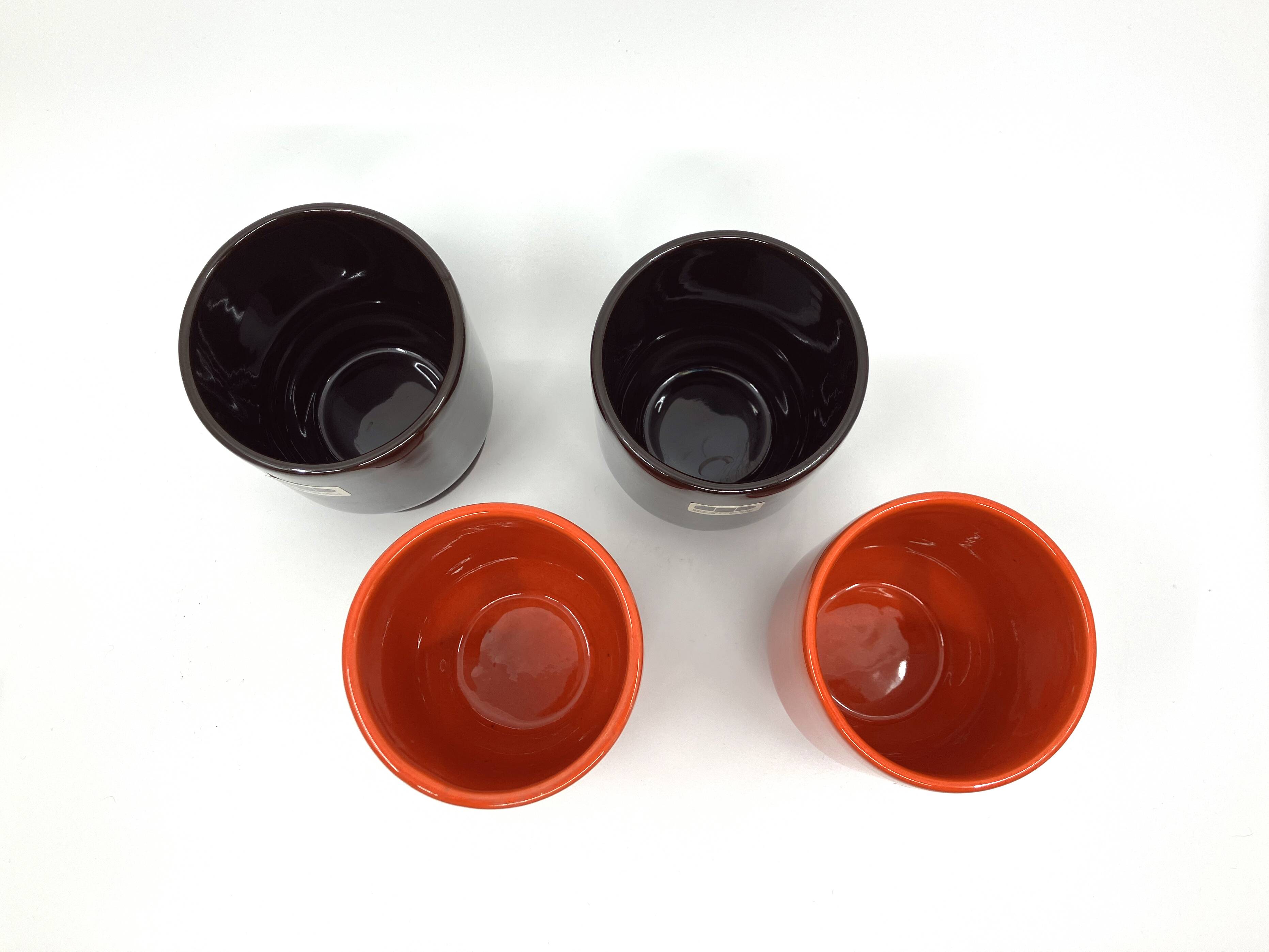 4 Franco Pozzi glasses/mazagrans • Bistrot series by Ambroglio Pozzi • 1970