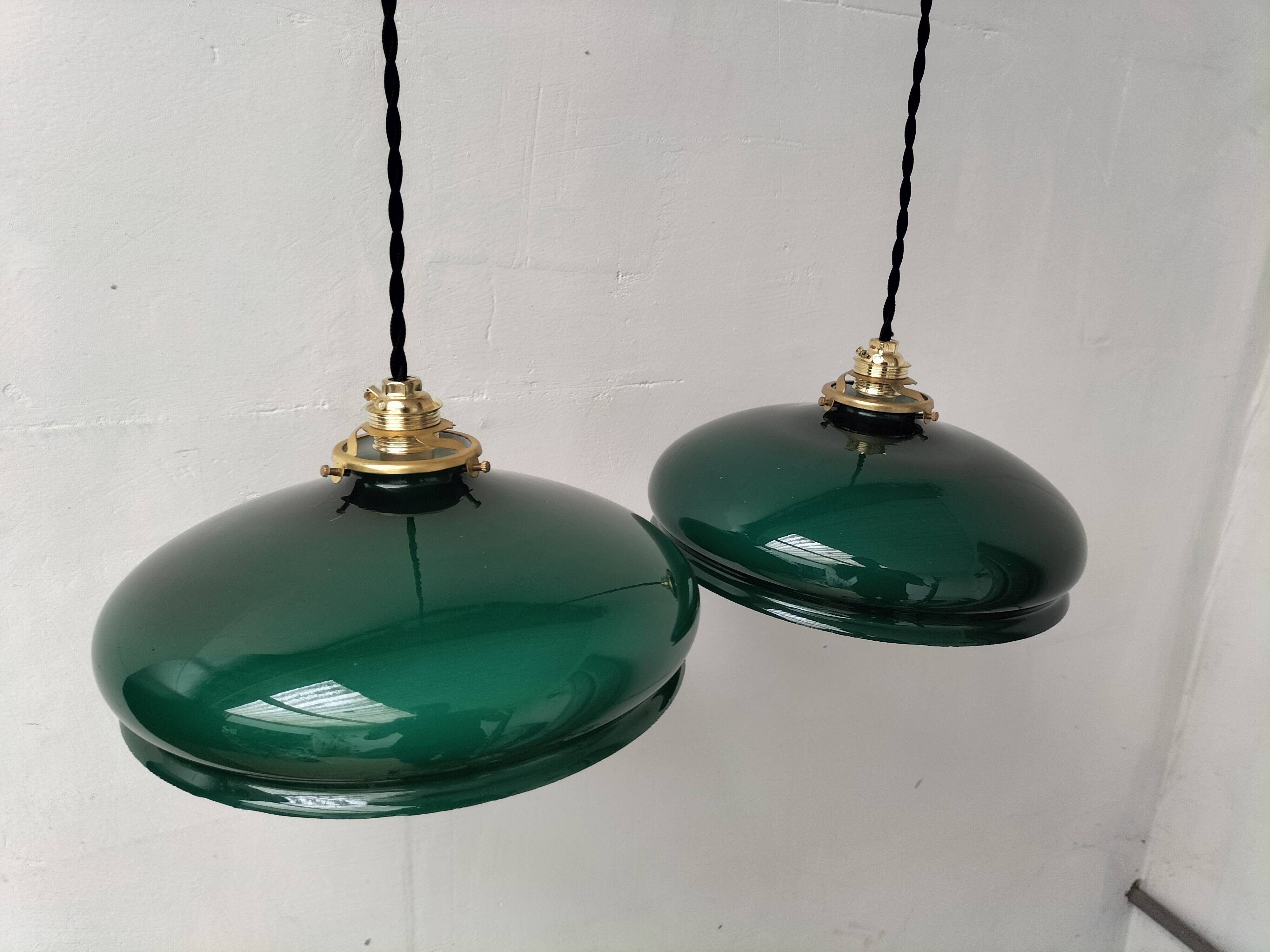 Green opaline pendant lights