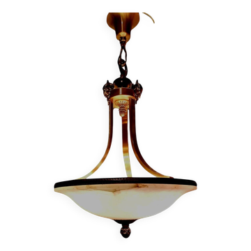 Lampe à suspension en albâtre bronze Mariner Royal Heritage 18694