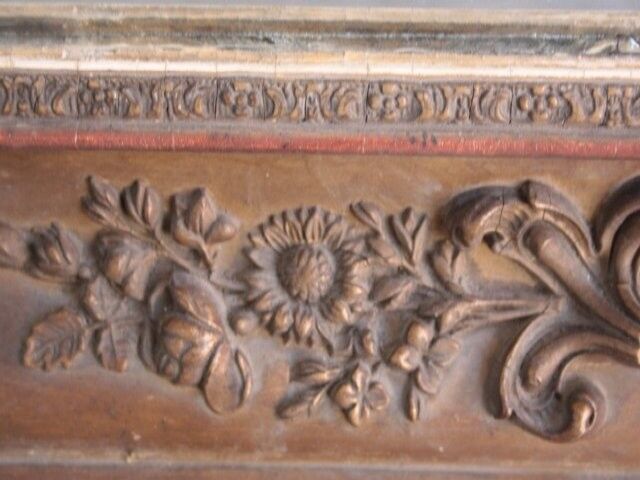 Mirror restoration Golden stucco rectangle 137 x 89 cm